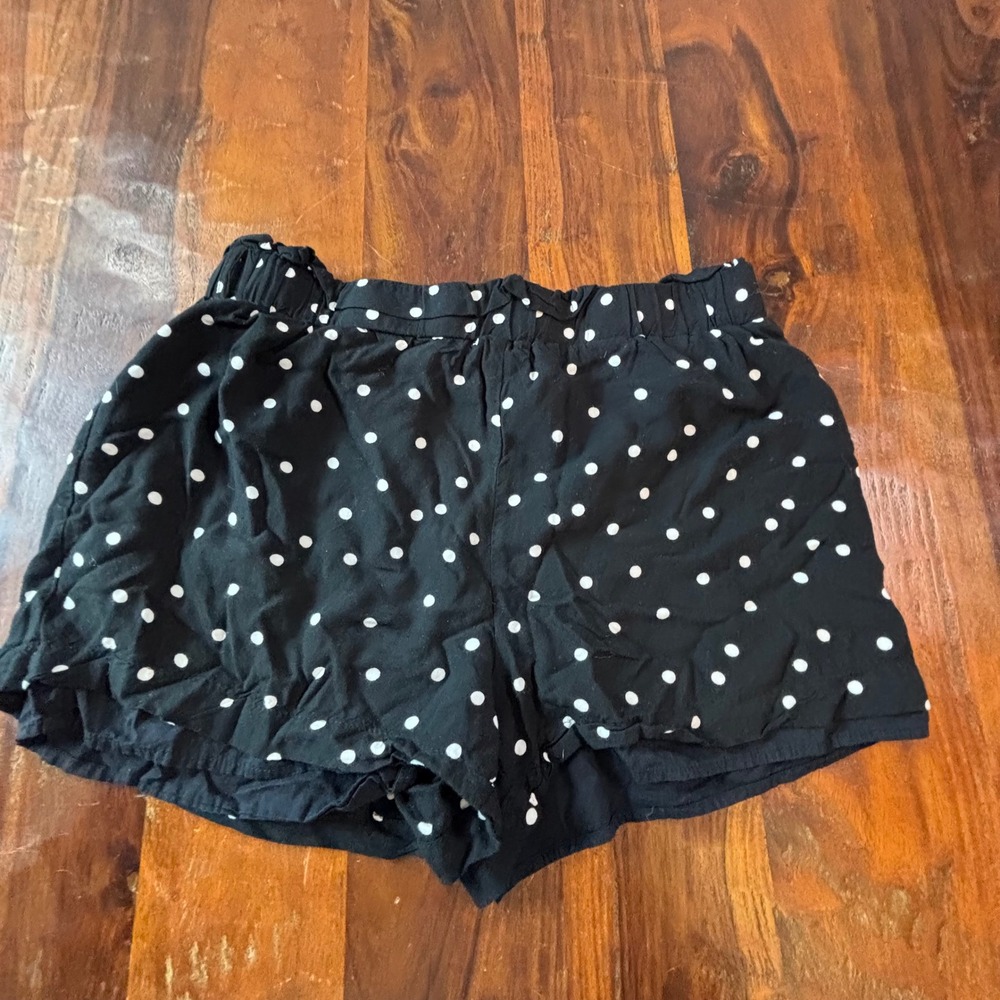 Mi Ami‎ Womens Black White Polka Dot Paperbag Waist Shorts Size Medium Retro